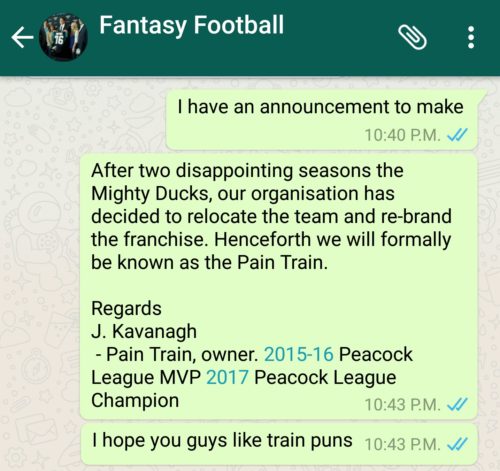 The Pain Train Naming