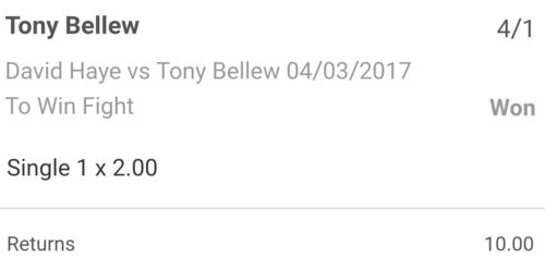 David Haye v Tony Bellew bet
