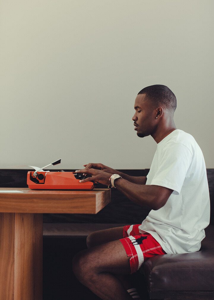 Frank Ocean at typewriter